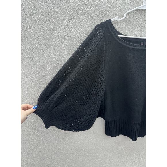 Heart-n-crush Womens Sweater Size Medium Black Open Knit Arms - Picture 2 of 14